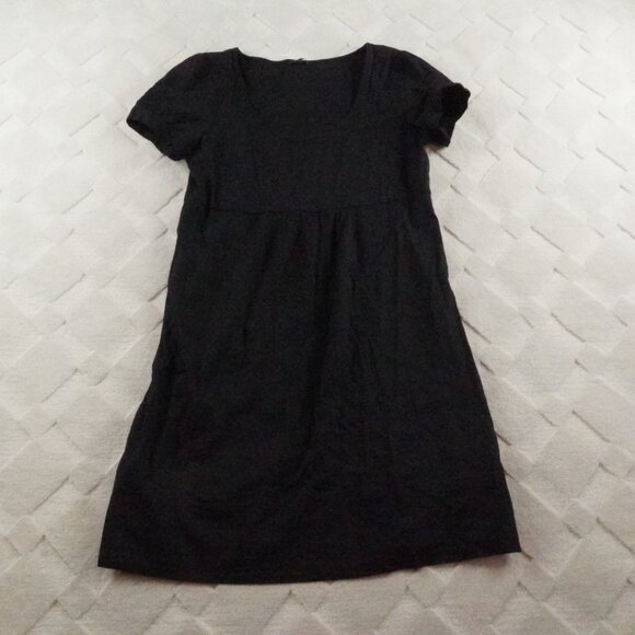 Theory Dresses & Skirts - Theory Linen Shift Dress Womens 10 Black Short Sleeve Preppy Casual